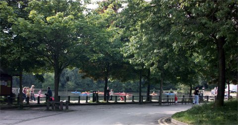 Canoeing on the lake.